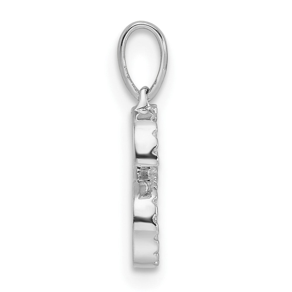 14K White Gold Diamond Letter S Initial Pendant