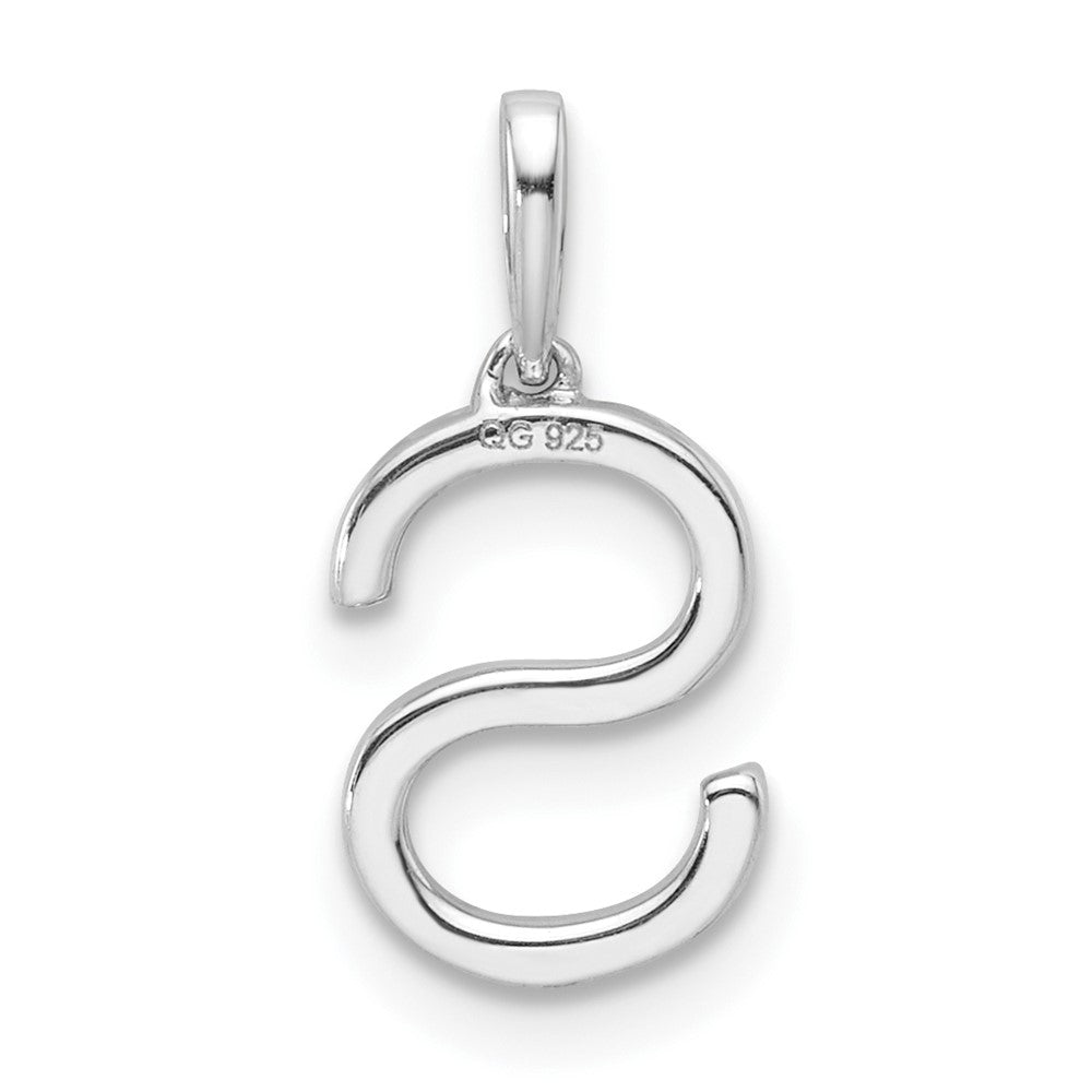 14K White Gold Diamond Letter S Initial Pendant