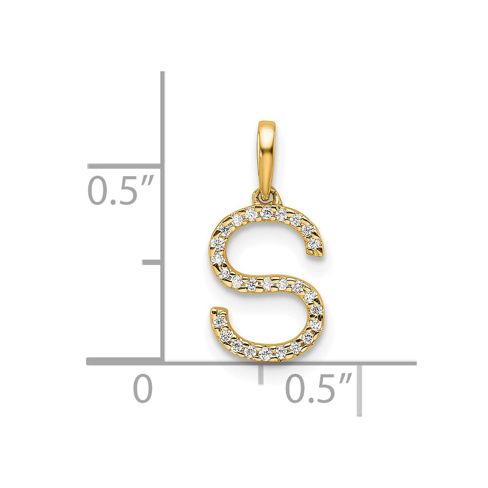 14K Diamond Letter S Initial Pendant