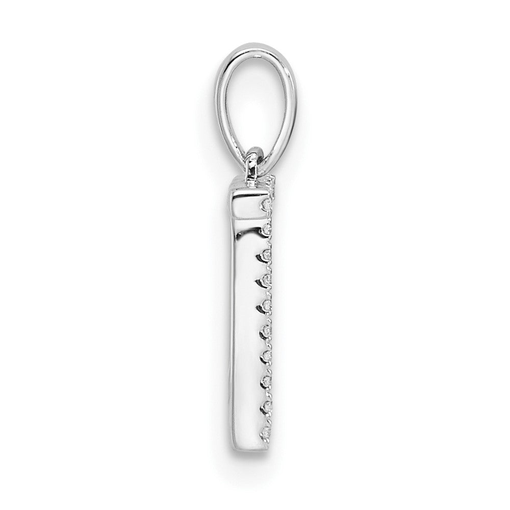 14K White Gold Diamond Letter T Initial Pendant