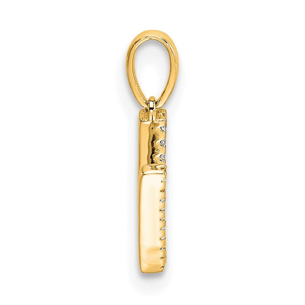 14K Diamond Letter V Initial Pendant