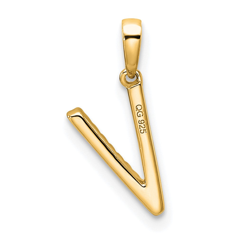 14K Diamond Letter V Initial Pendant