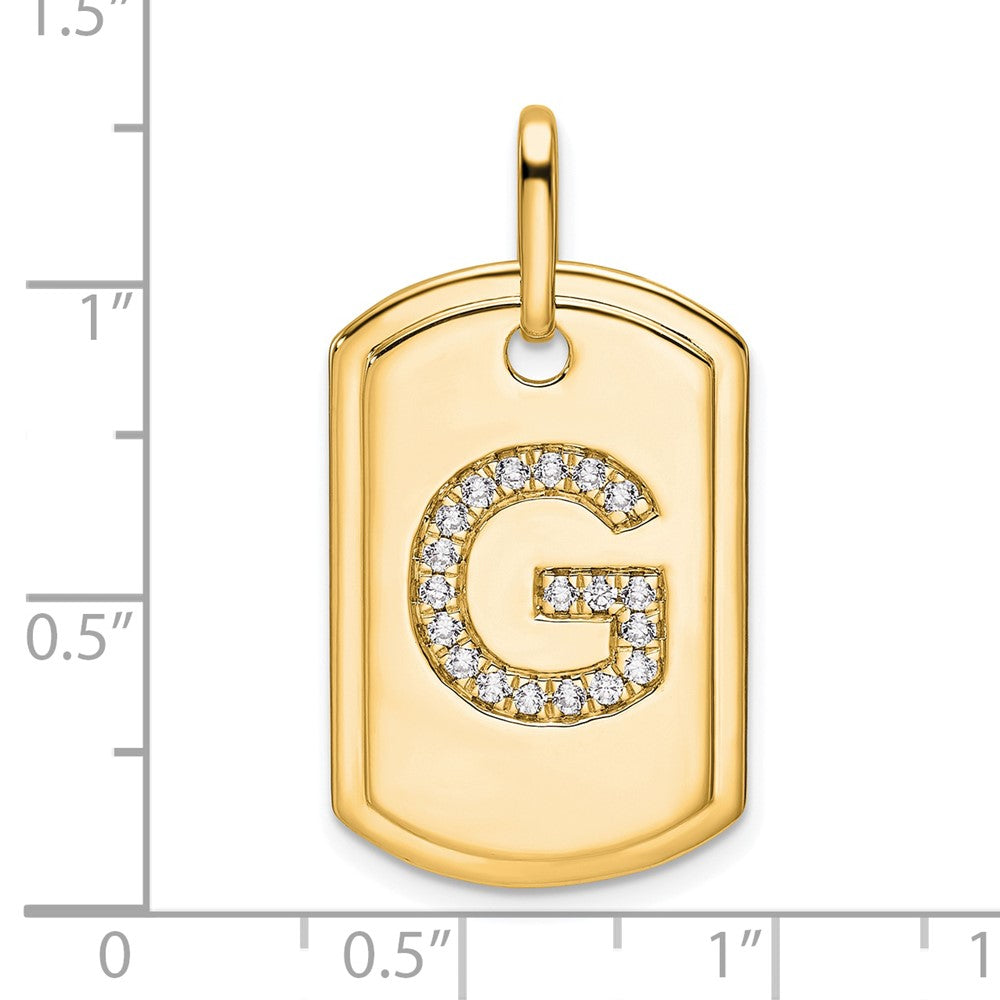 14K Diamond Initial G Dog Tag Charm