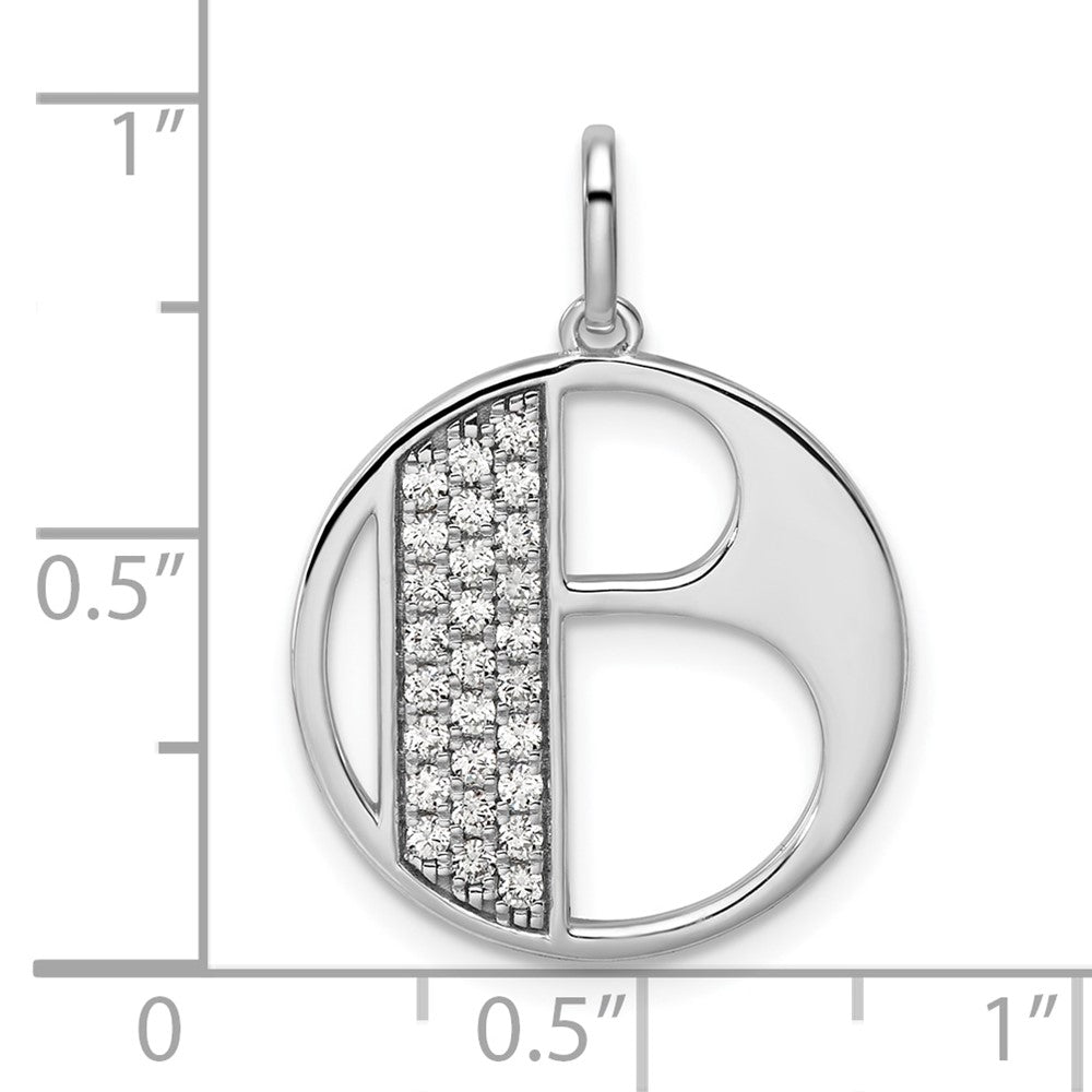 14K White Gold Gatsby Diamond Initial B Charm