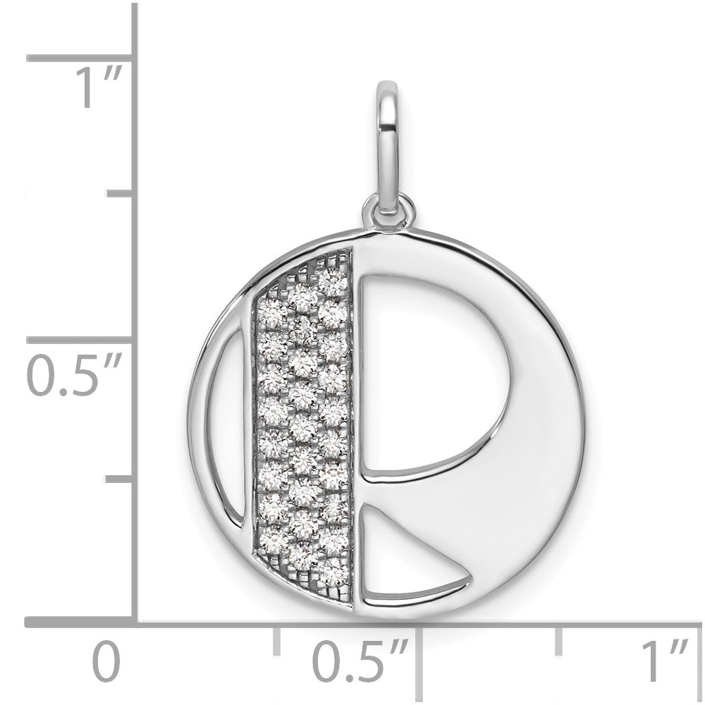 14K White Gold Gatsby Diamond Initial R Charm