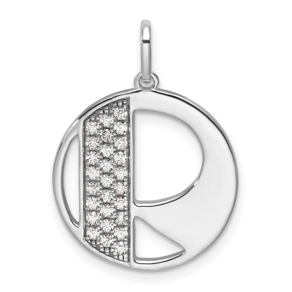 14K White Gold Gatsby Diamond Initial R Charm