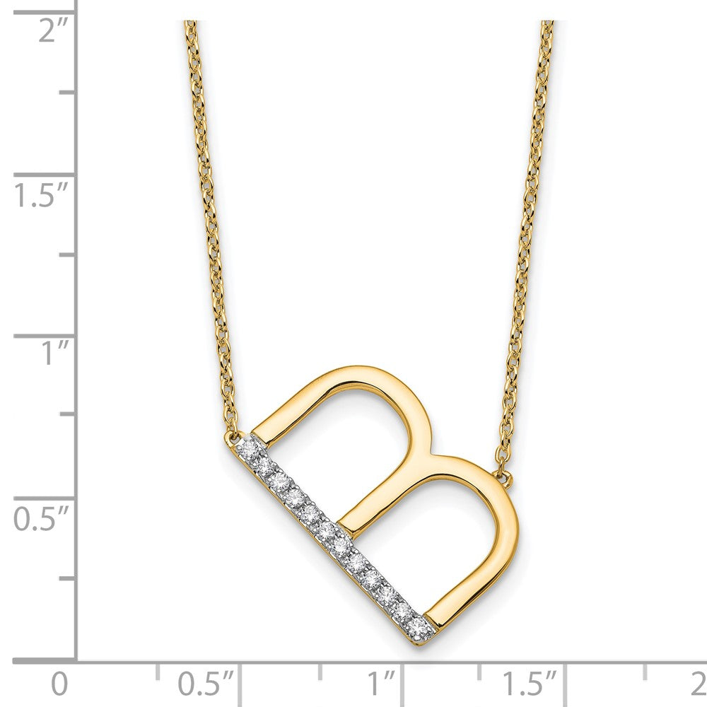 14K Sideways Diamond Initial B Necklace