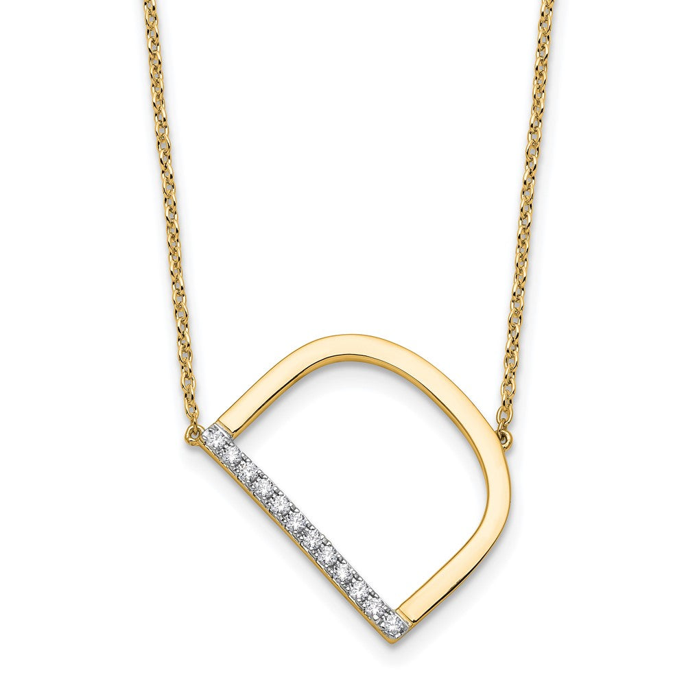 14K Sideways Diamond Initial D Necklace