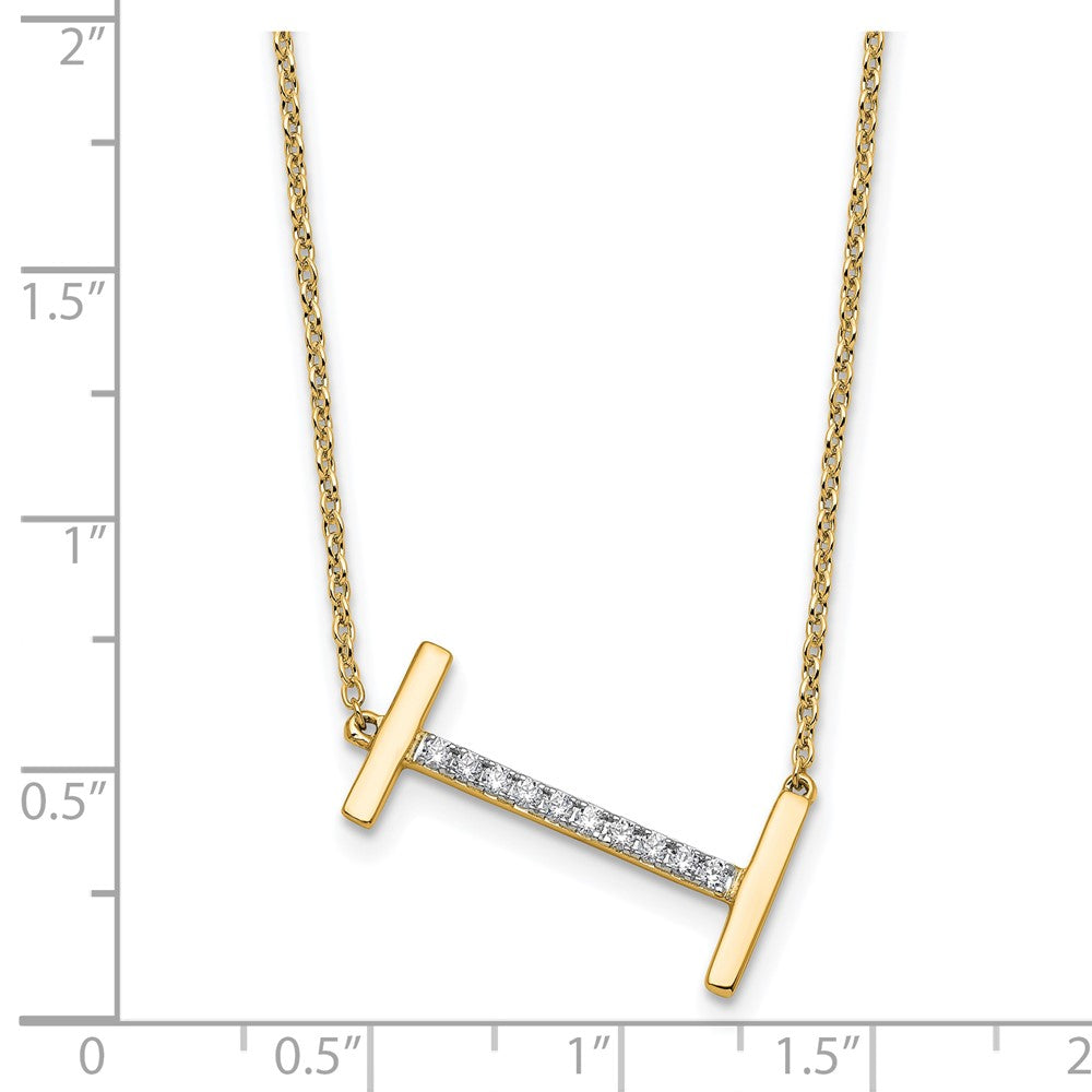 14K Sideways Diamond Initial I Necklace