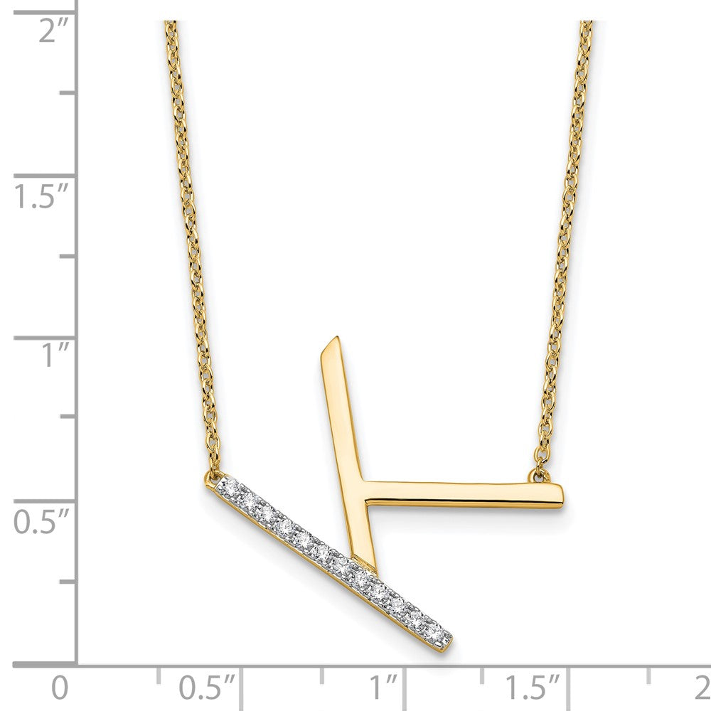 14K Sideways Diamond Initial K Necklace