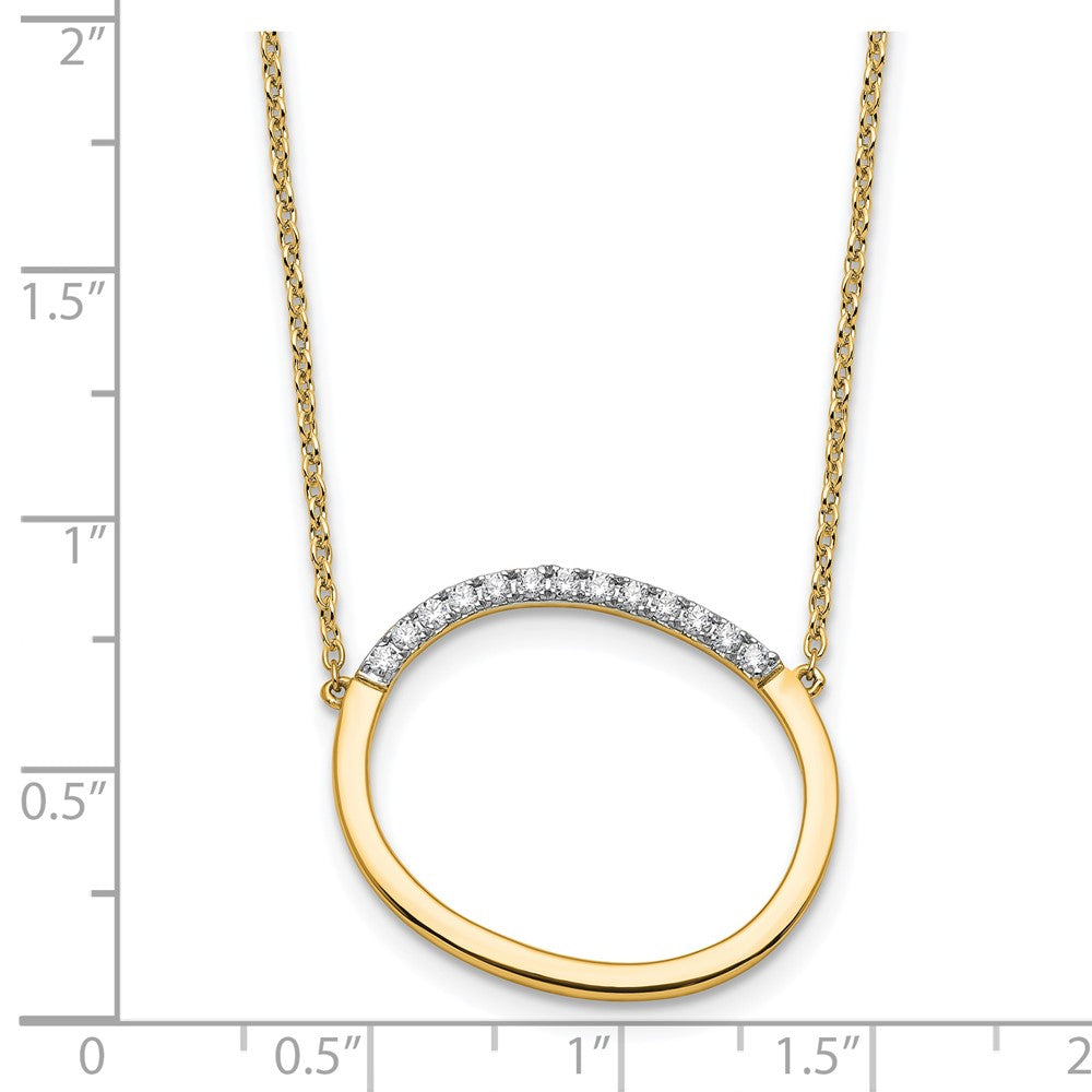 14K Sideways Diamond Initial O Necklace
