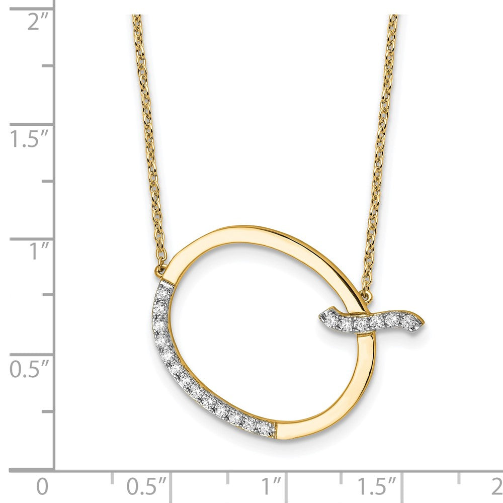 14K Sideways Diamond Initial Q Necklace