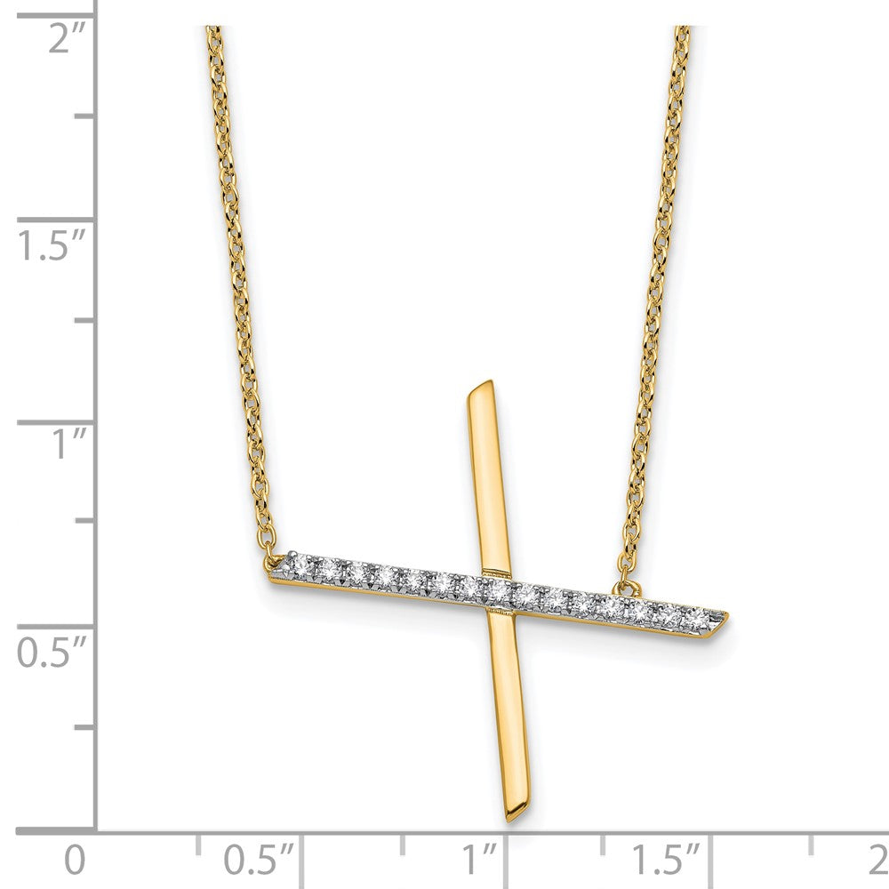 14K Sideways Diamond Initial X Necklace