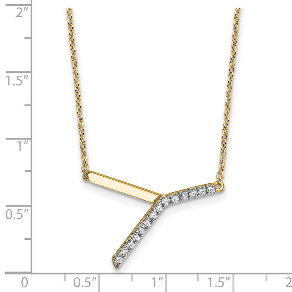 14K Sideways Diamond Initial Y Necklace