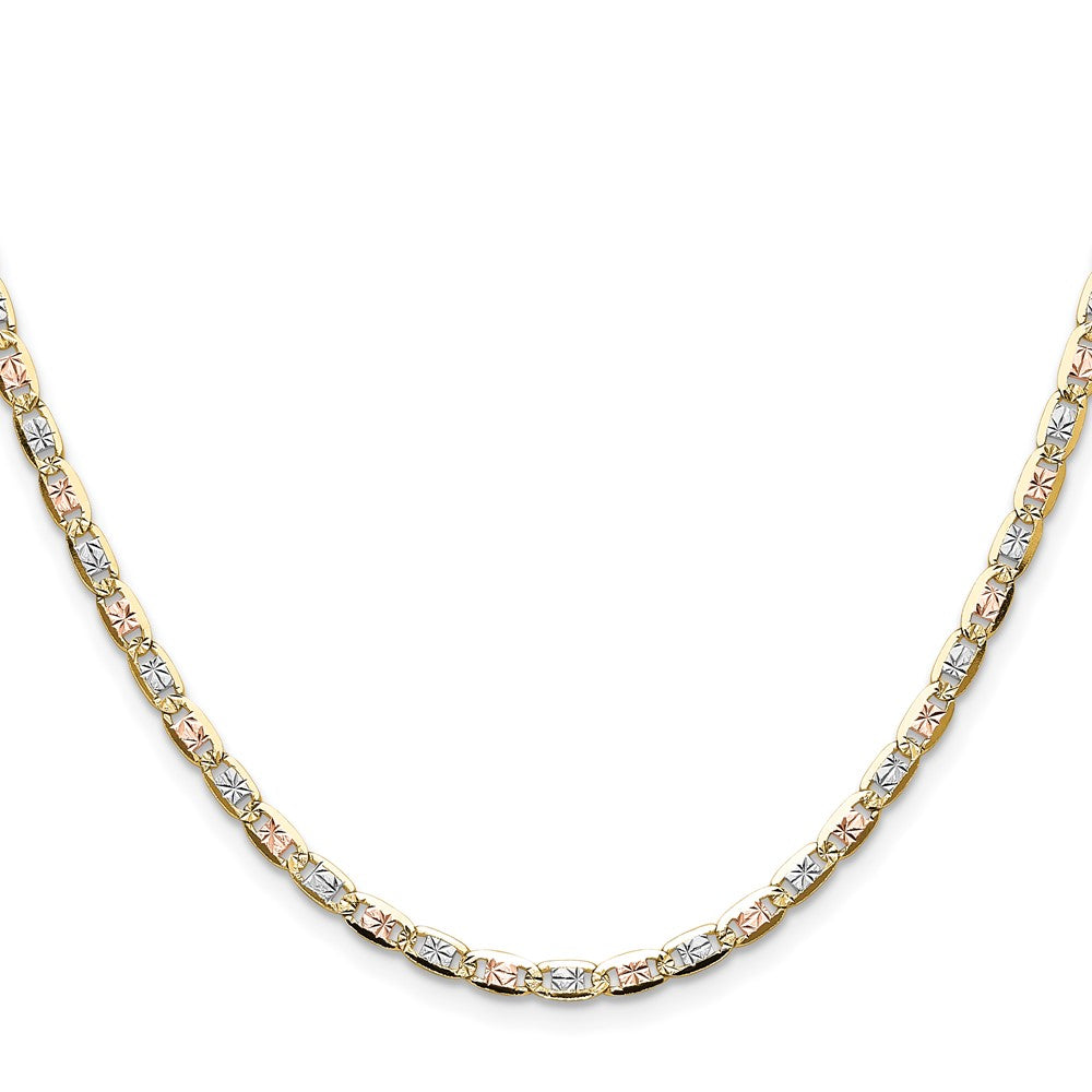 14k 3.2mm Tri-color Gold Pav? Valentino Chain