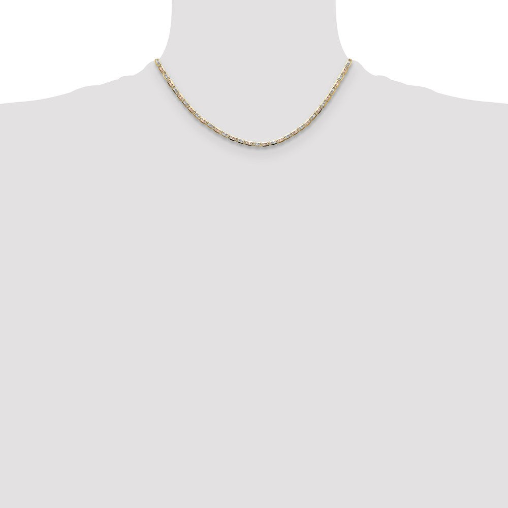 14k 3.2mm Tri-color Gold Pav? Valentino Chain