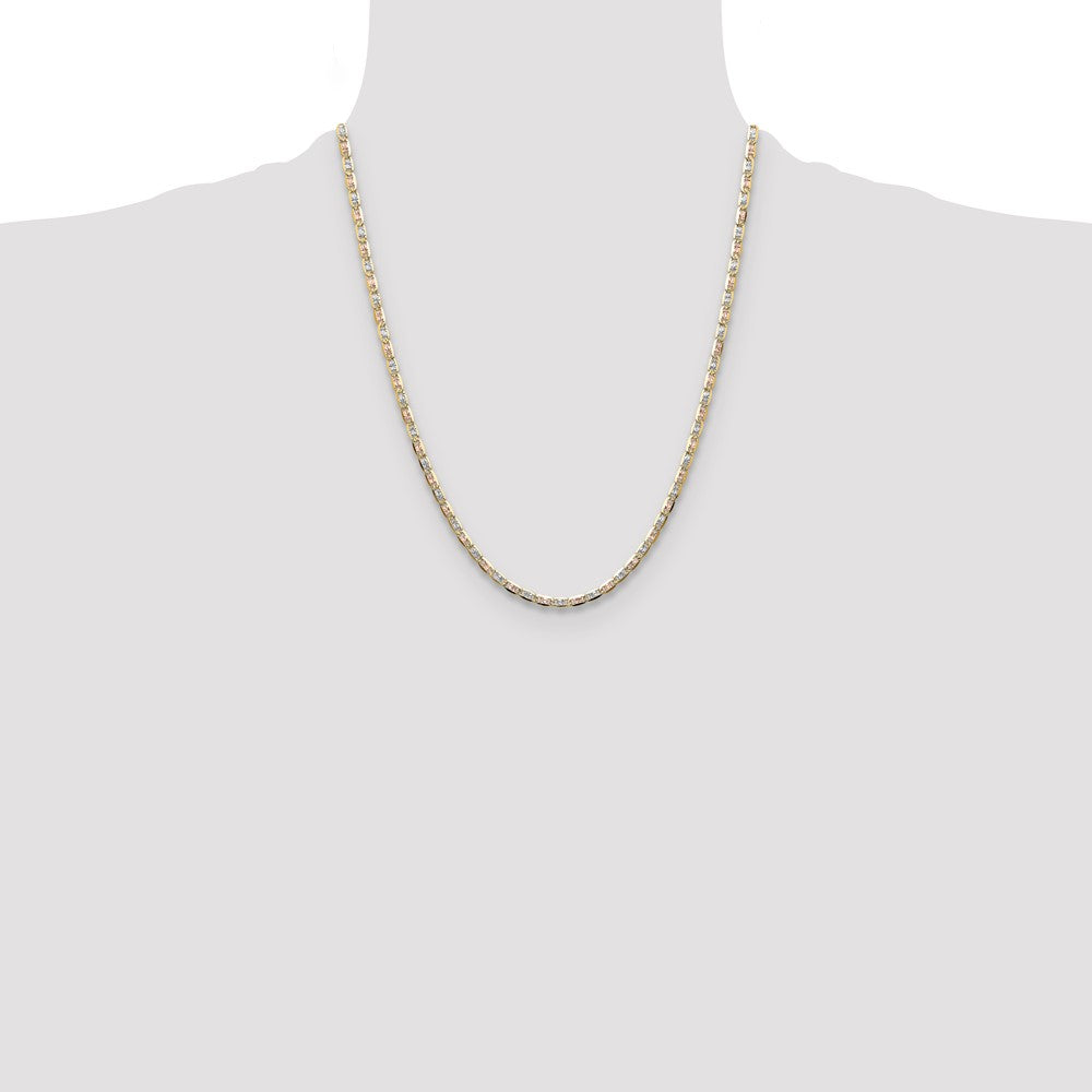 14k 3.2mm Tri-color Gold Pav? Valentino Chain