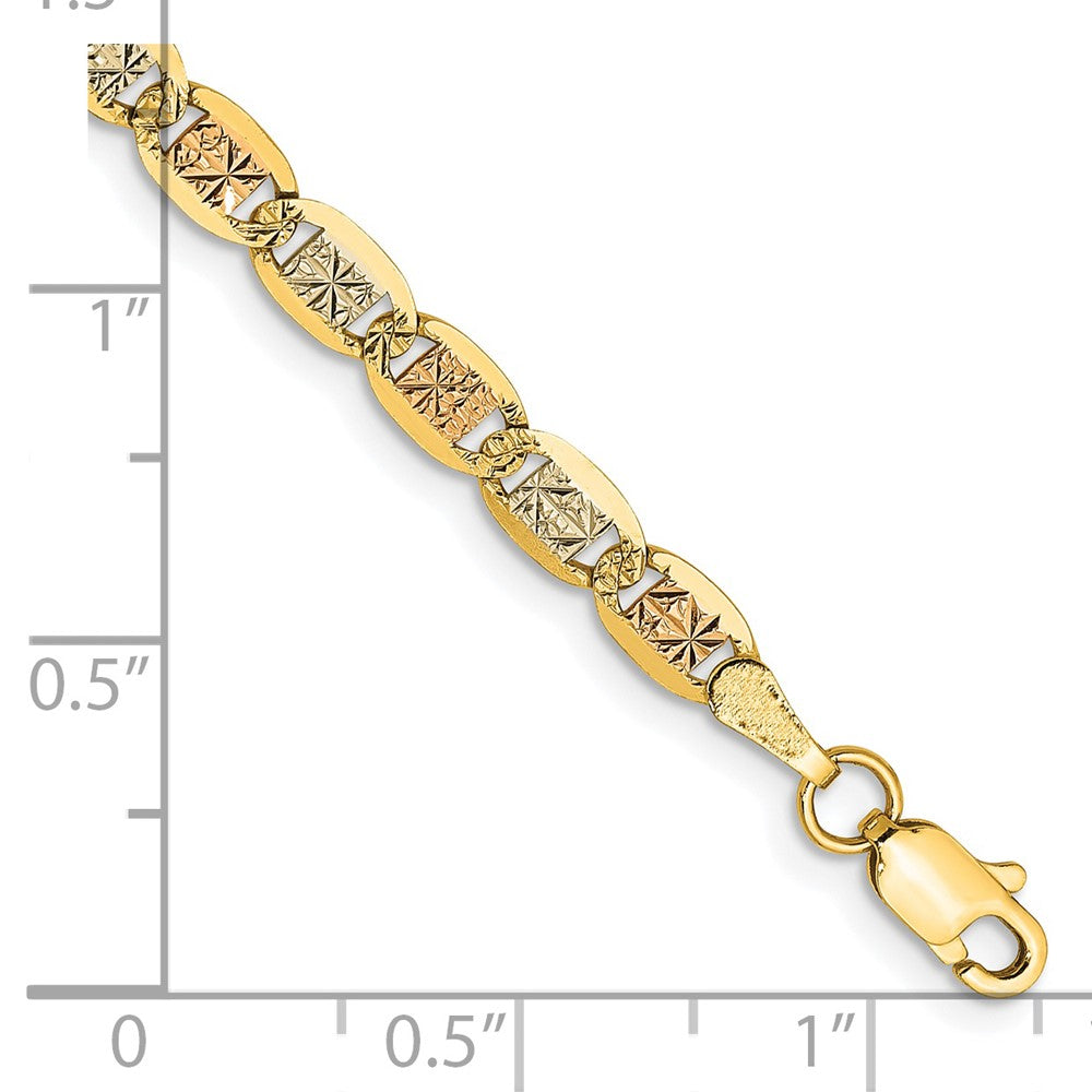 14K 8 inch 3.8mm Tri-color Pav? Valentino with Lobster Clasp Bracelet