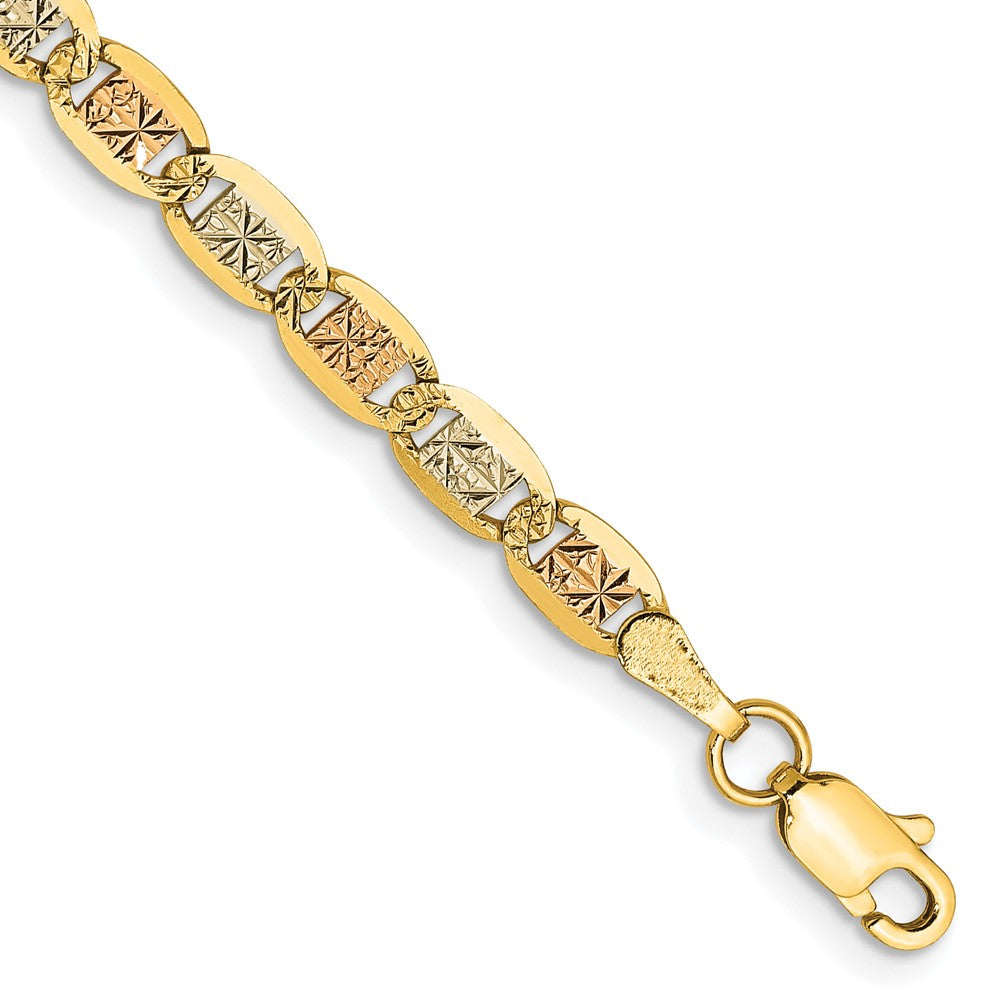 14K 8 inch 3.8mm Tri-color Pav? Valentino with Lobster Clasp Bracelet