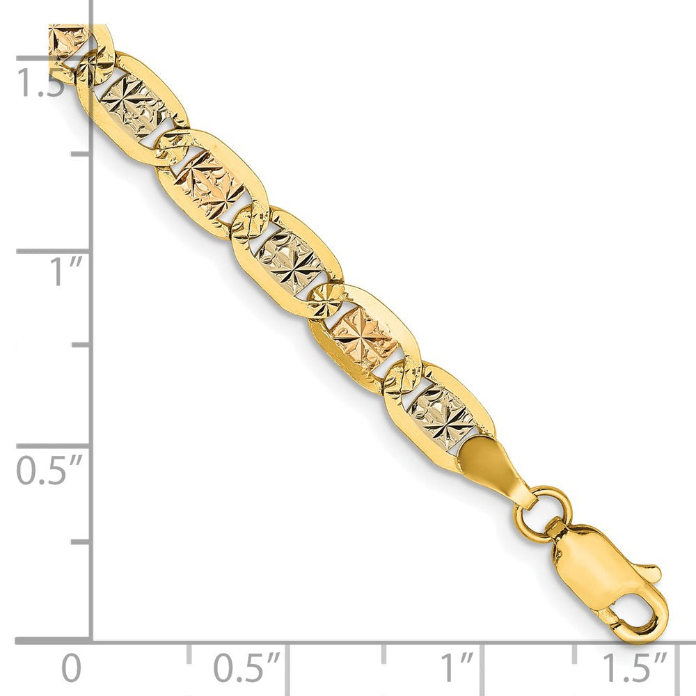 14K 8 inch 4.65mm Tri-color Pav? Valentino with Lobster Clasp Bracelet