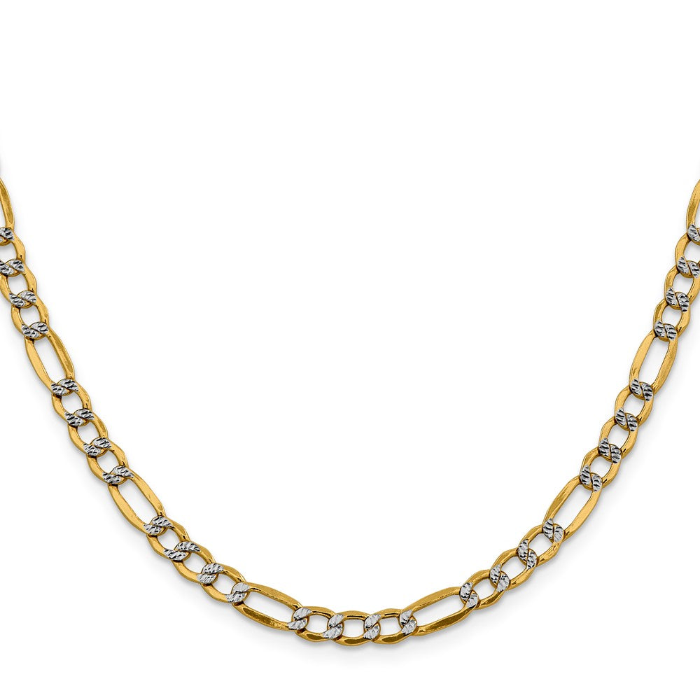 14K 18 inch 5.25mm Semi-Solid with Rhodium Pav? Figaro with Lobster Clasp Chain