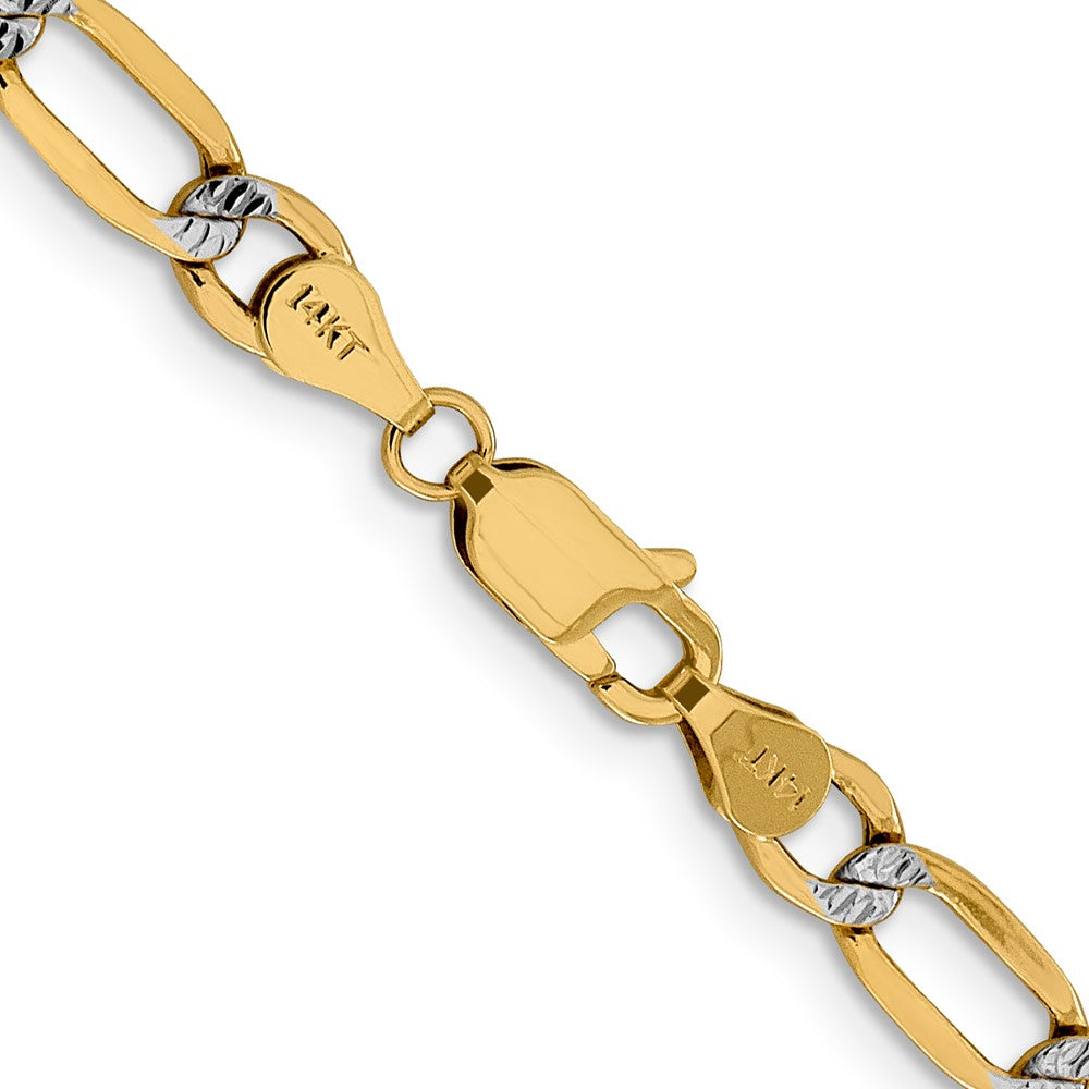 14K 18 inch 5.25mm Semi-Solid with Rhodium Pav? Figaro with Lobster Clasp Chain