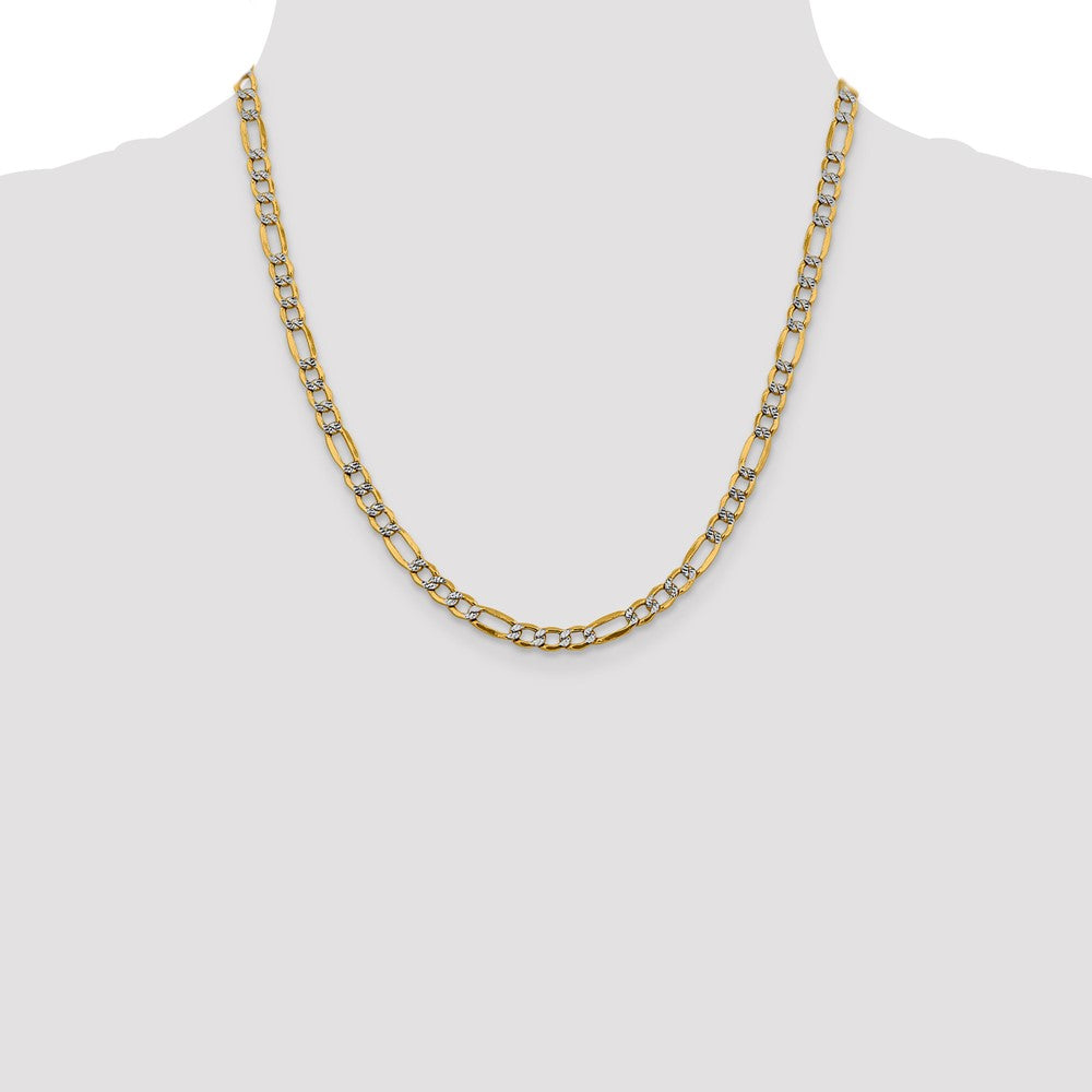 14K 20 inch 5.25mm Semi-Solid with Rhodium Pav? Figaro with Lobster Clasp Chain