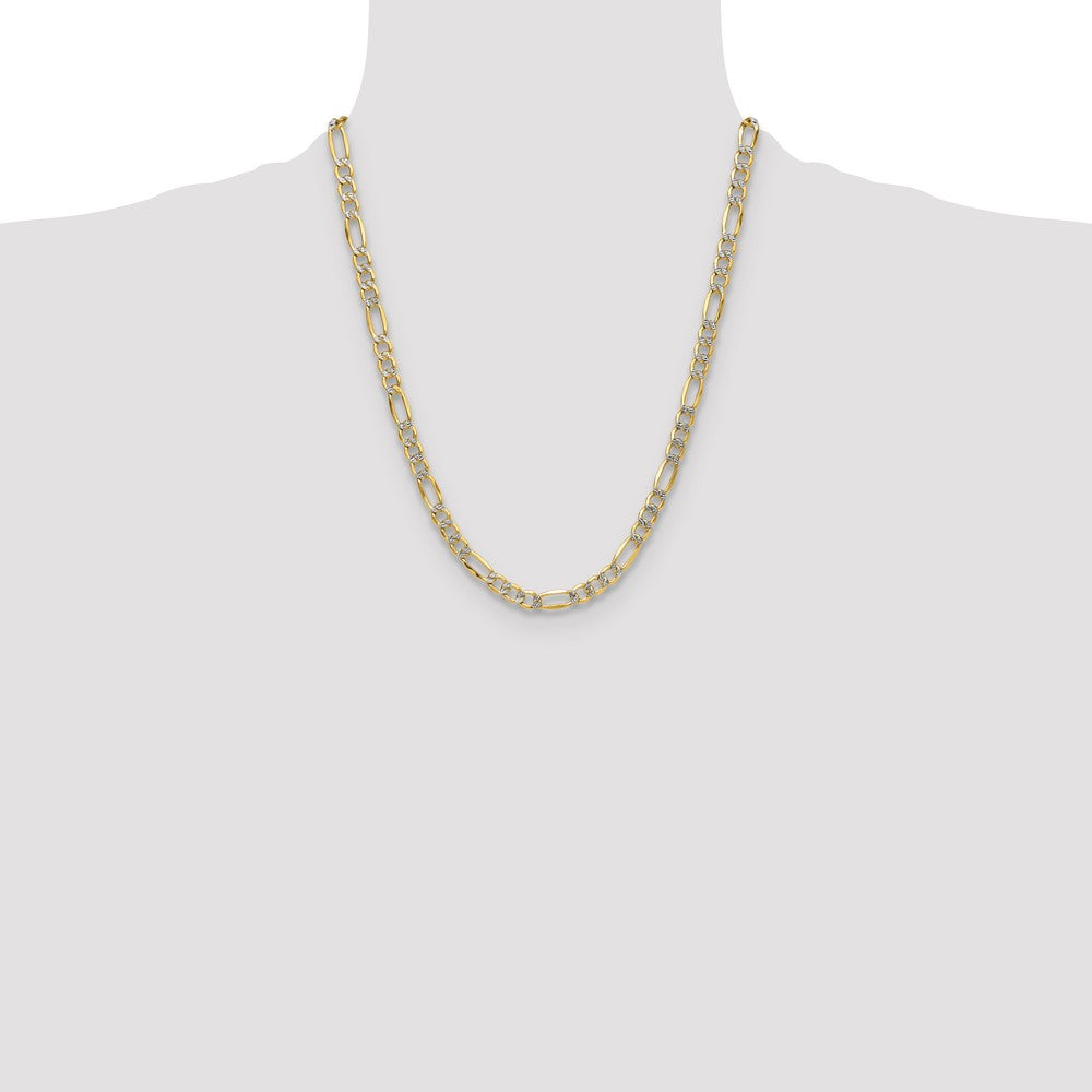 14k 6.5mm Semi-solid with Rhodium Pav? Figaro Chain