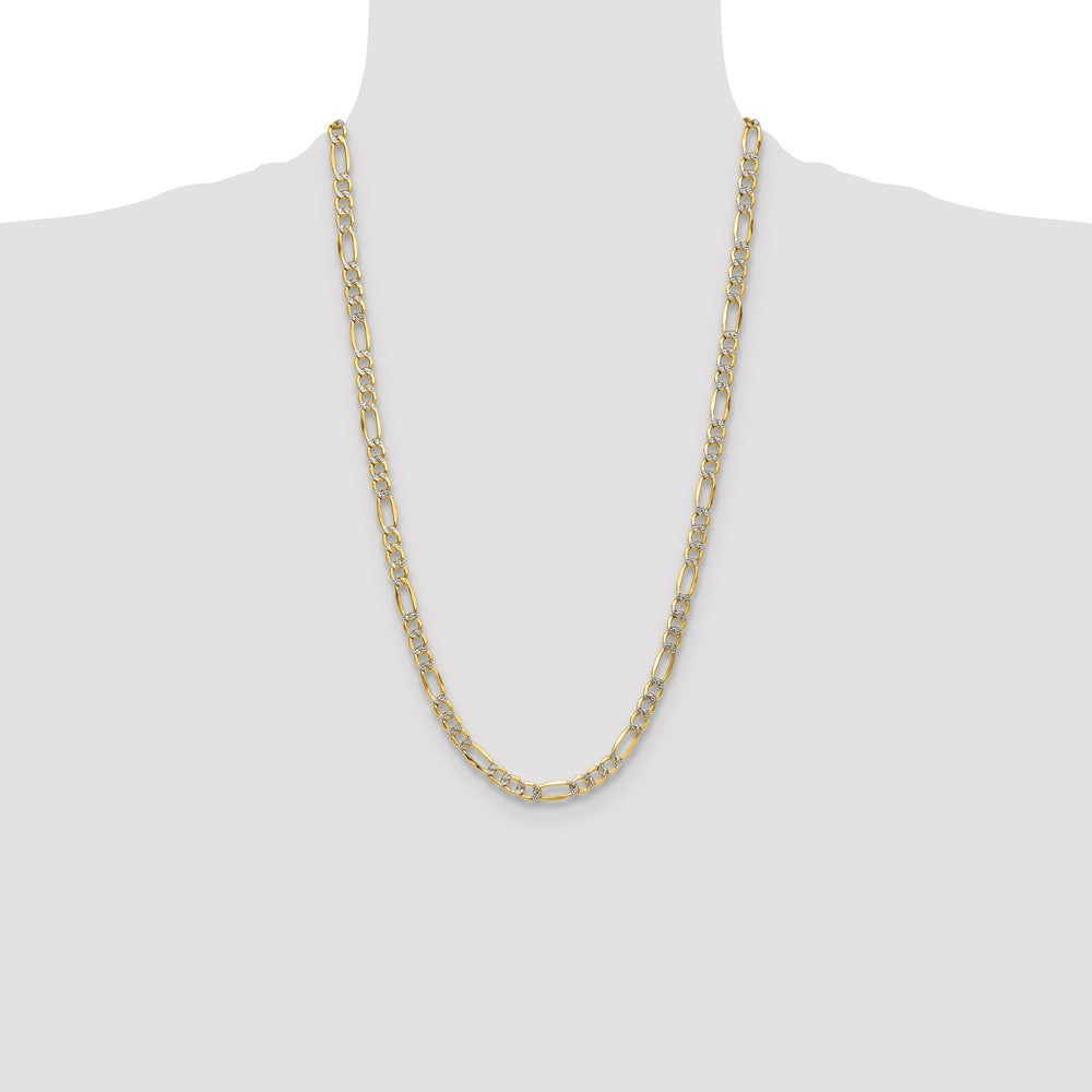 14k 6.5mm Semi-solid with Rhodium Pav? Figaro Chain