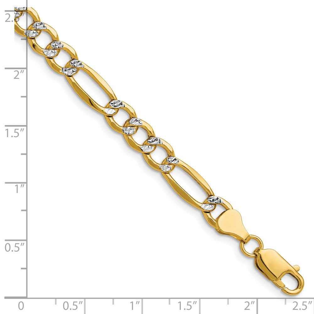 14k 6.5mm Semi-solid with Rhodium Pav? Figaro Chain