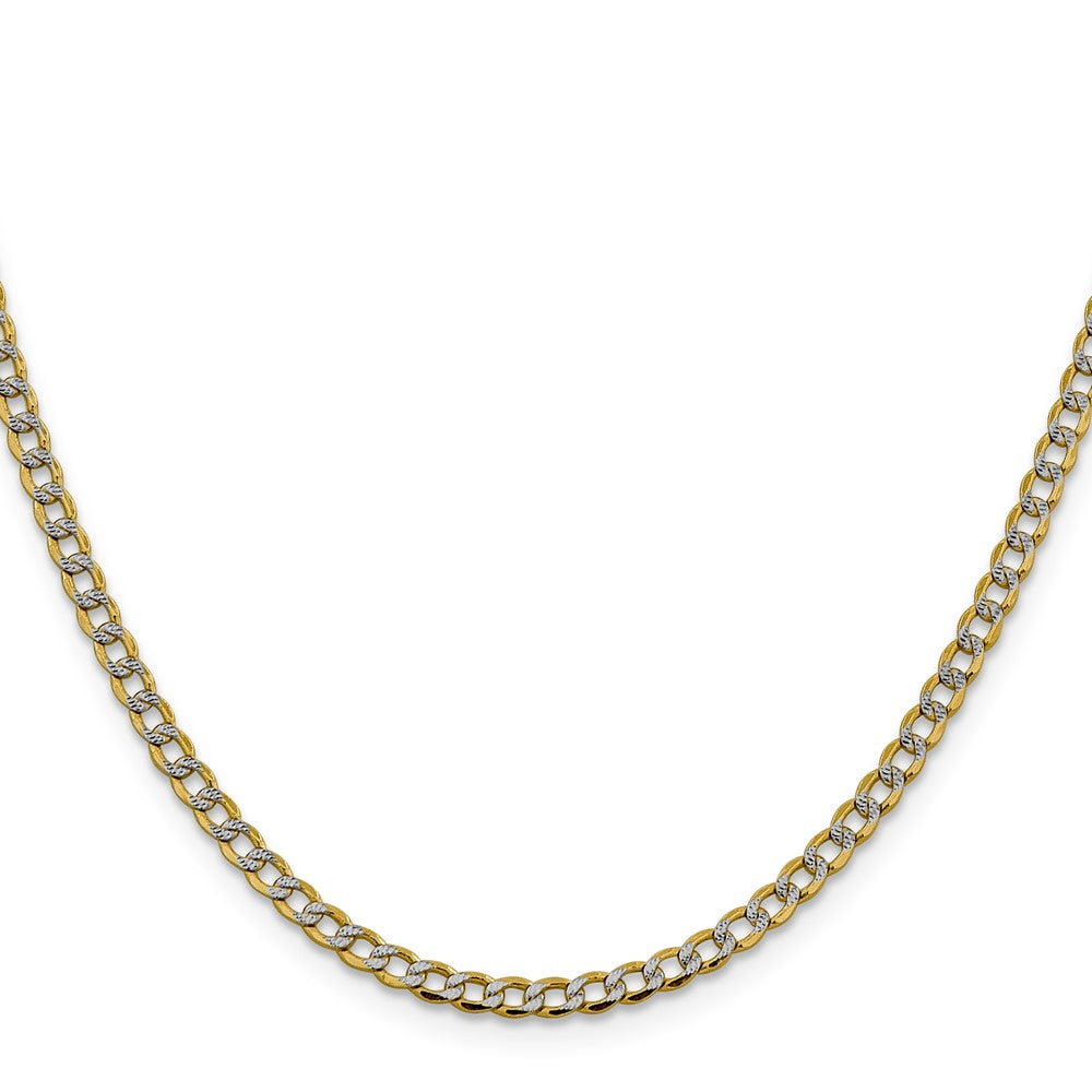 14K 16 inch 3.4mm Semi-Solid with Rhodium Pav? Curb with Lobster Clasp Chain