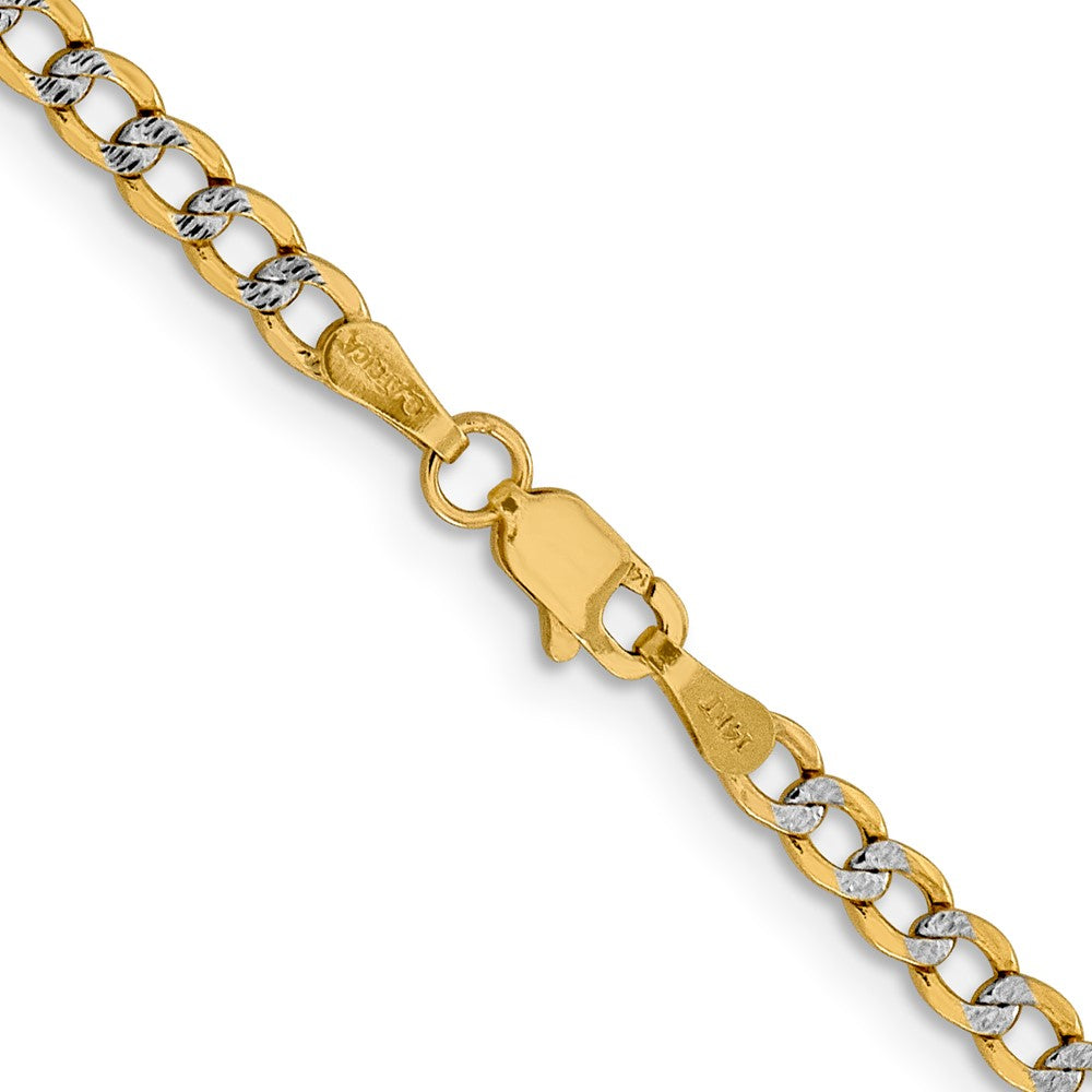 14K 20 inch 3.4mm Semi-Solid with Rhodium Pav? Curb with Lobster Clasp Chain