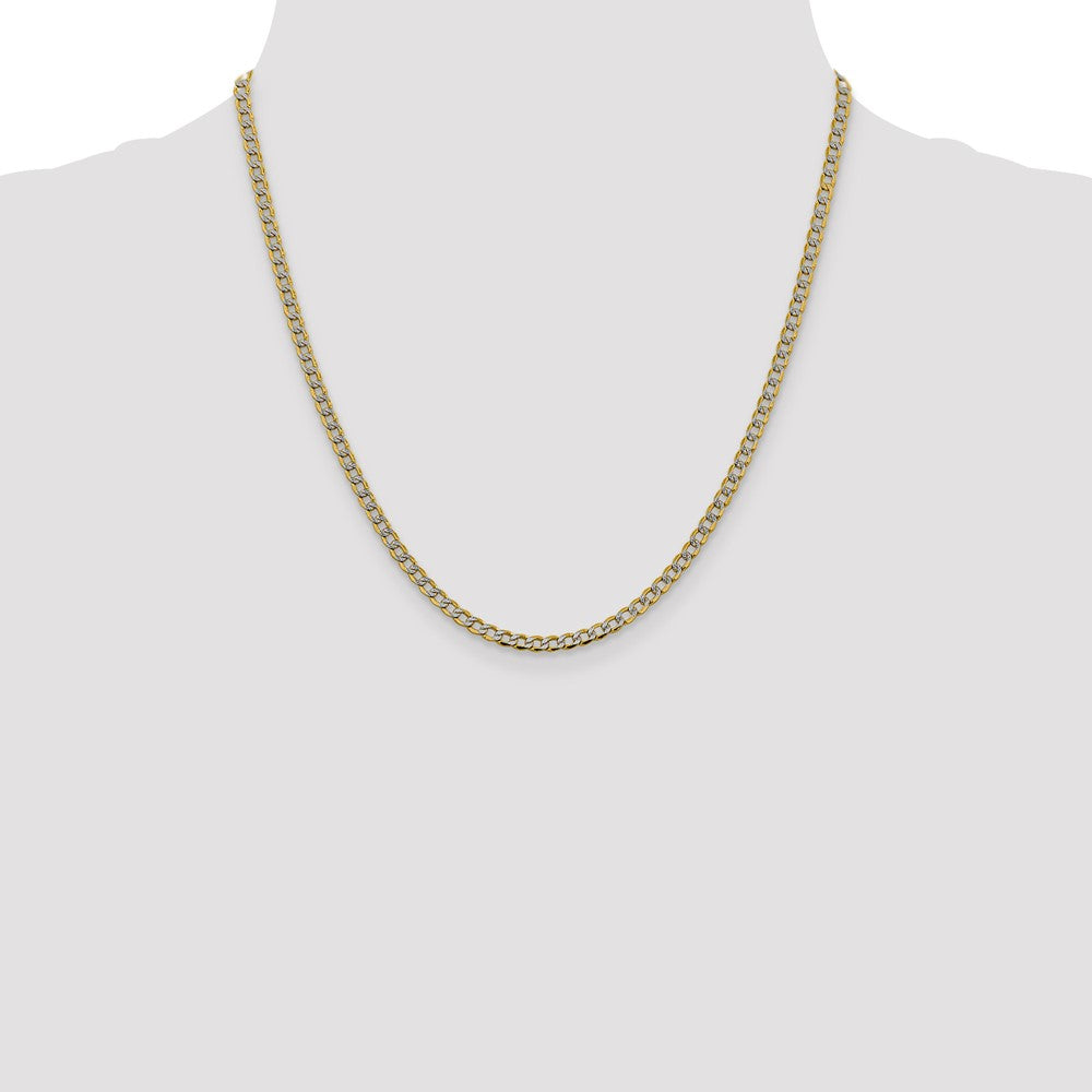 14K 20 inch 3.4mm Semi-Solid with Rhodium Pav? Curb with Lobster Clasp Chain