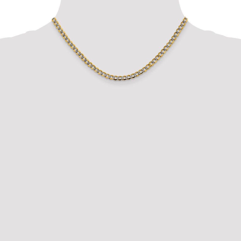 14K 16 inch 4.3mm Semi-Solid with Rhodium Pav? Curb with Lobster Clasp Chain