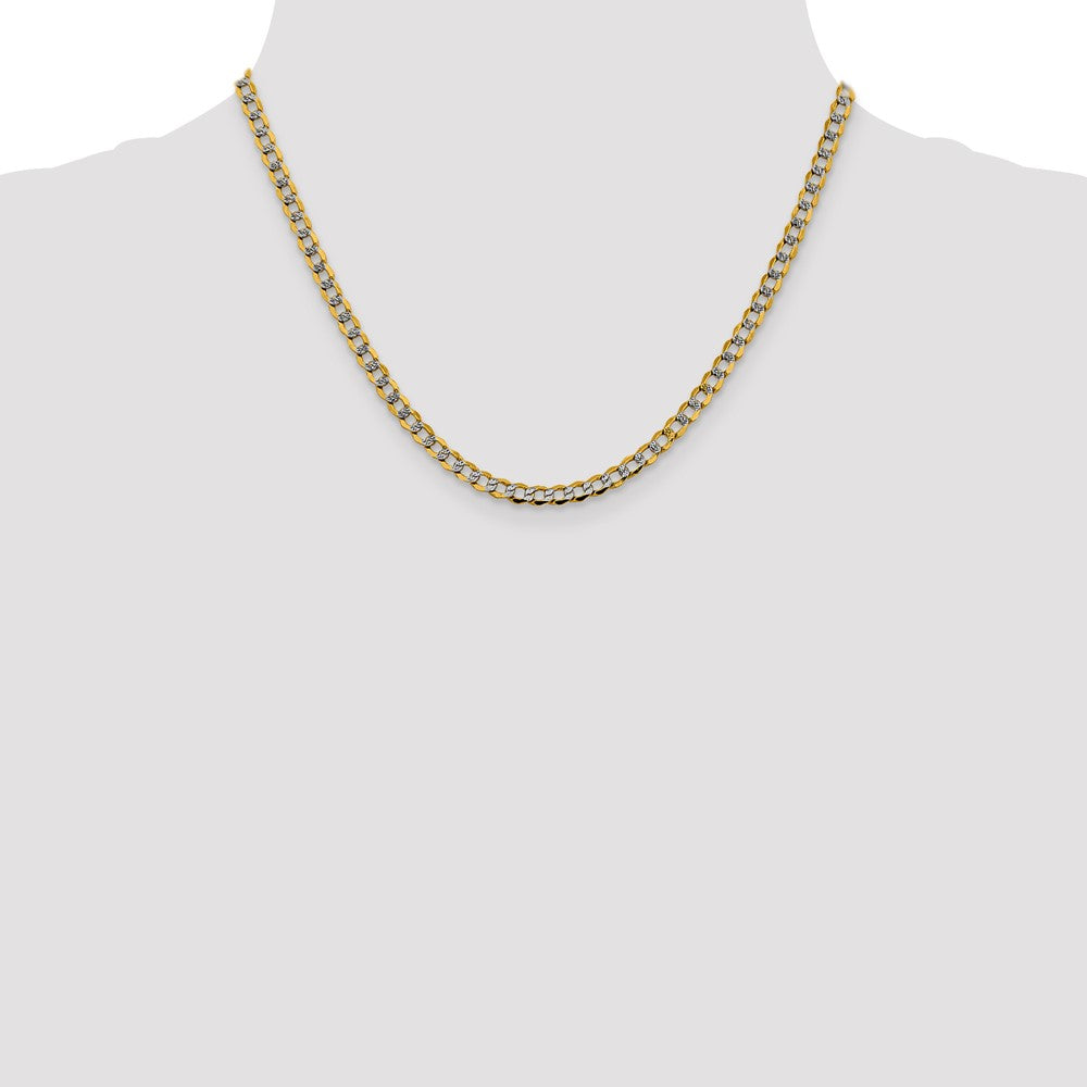 14K 18 inch 4.3mm Semi-Solid with Rhodium Pav? Curb with Lobster Clasp Chain