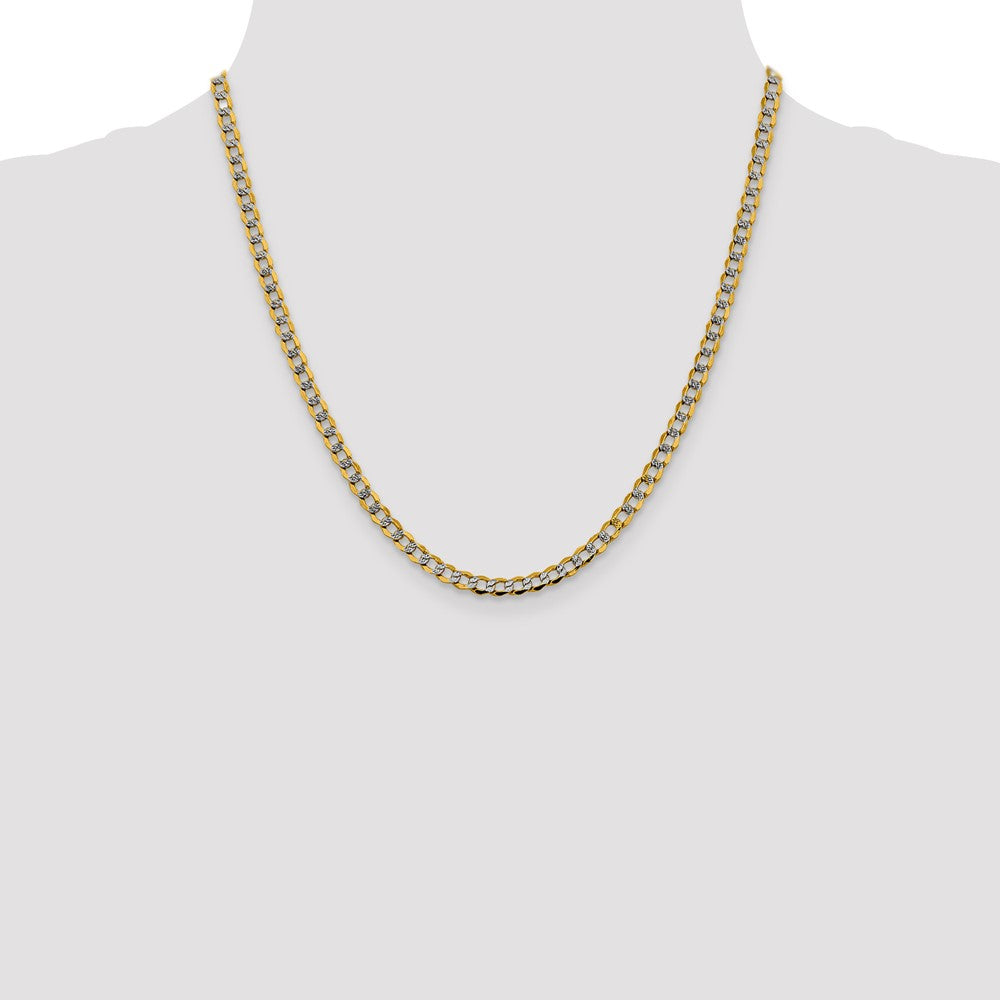 14K 20 inch 4.3mm Semi-Solid with Rhodium Pav? Curb with Lobster Clasp Chain