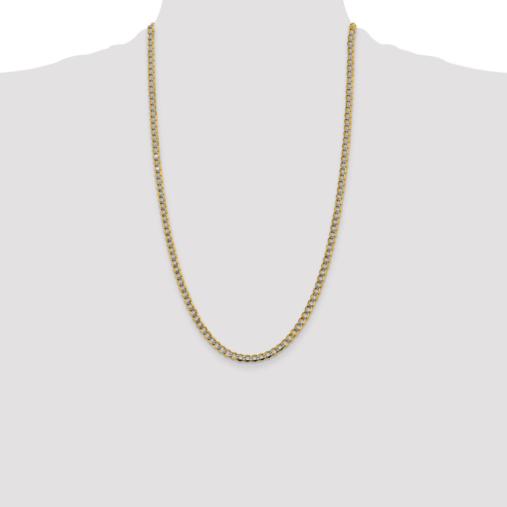 14K 26 inch 4.3mm Semi-Solid with Rhodium Pav? Curb with Lobster Clasp Chain