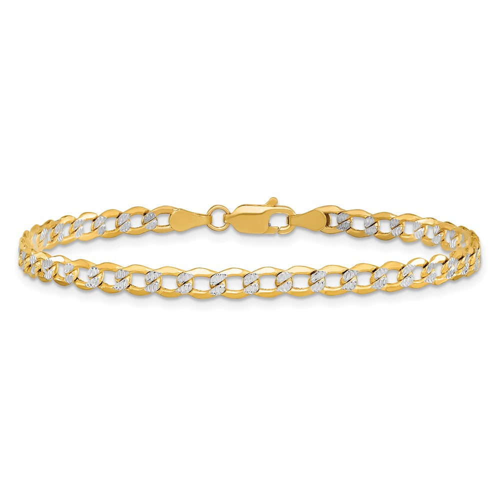 14K 8 inch 4.3mm Semi-Solid with Rhodium Pav? Curb with Lobster Clasp Bracelet