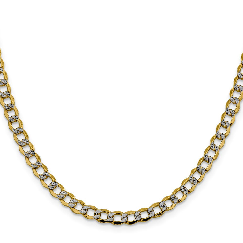 14K 18 inch 5.2mm Semi-Solid with Rhodium Pav? Curb with Lobster Clasp Chain