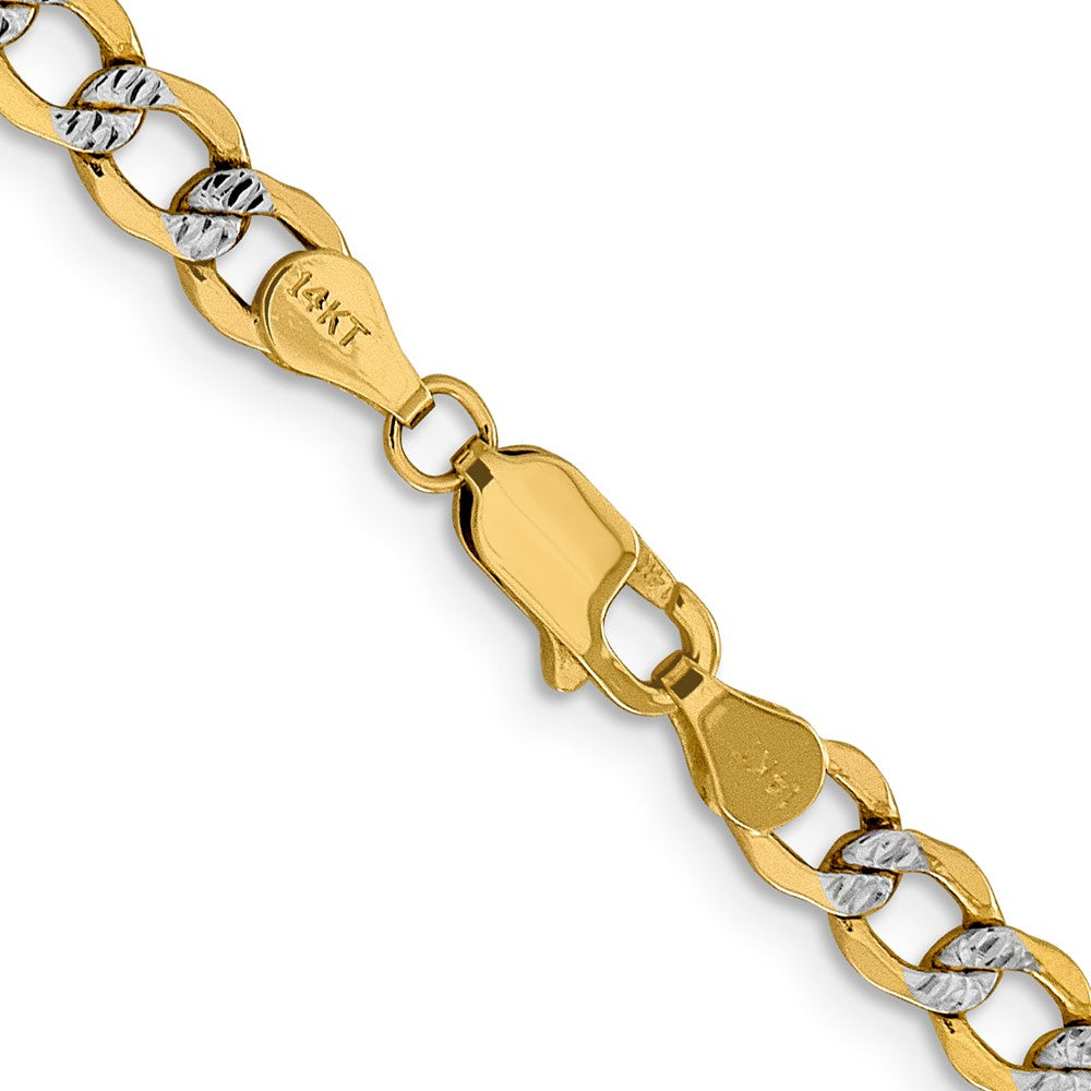 14K 18 inch 5.2mm Semi-Solid with Rhodium Pav? Curb with Lobster Clasp Chain