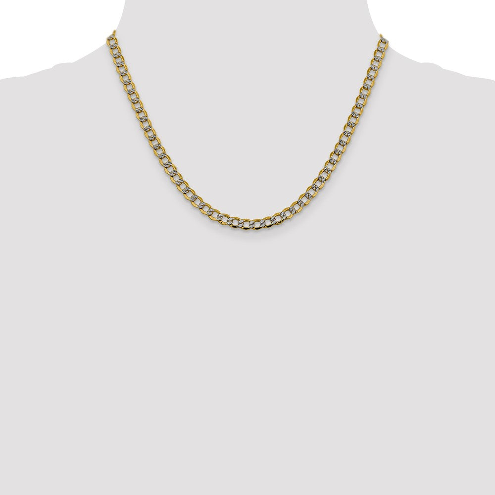 14K 18 inch 5.2mm Semi-Solid with Rhodium Pav? Curb with Lobster Clasp Chain
