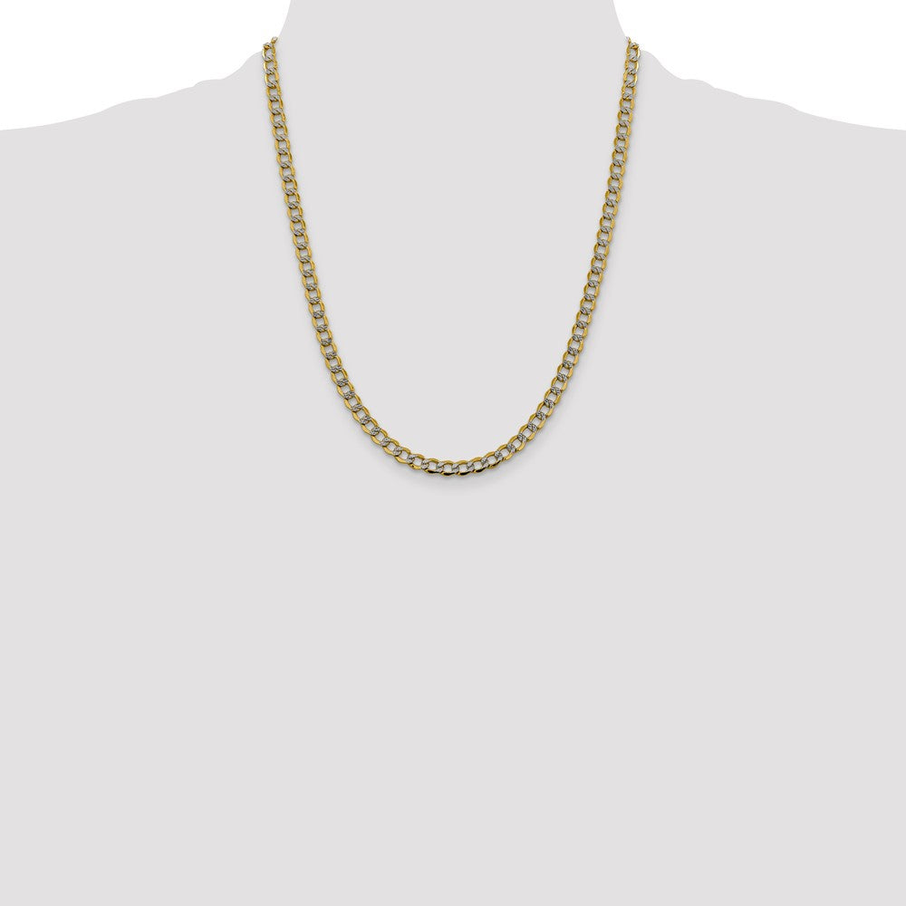 14K 22 inch 5.2mm Semi-Solid with Rhodium Pav? Curb with Lobster Clasp Chain