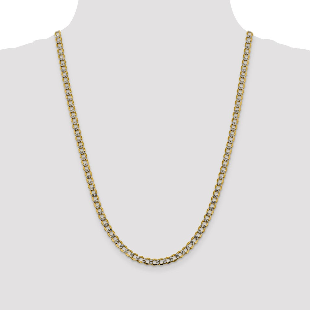 14K 24 inch 5.2mm Semi-Solid with Rhodium Pav? Curb with Lobster Clasp Chain