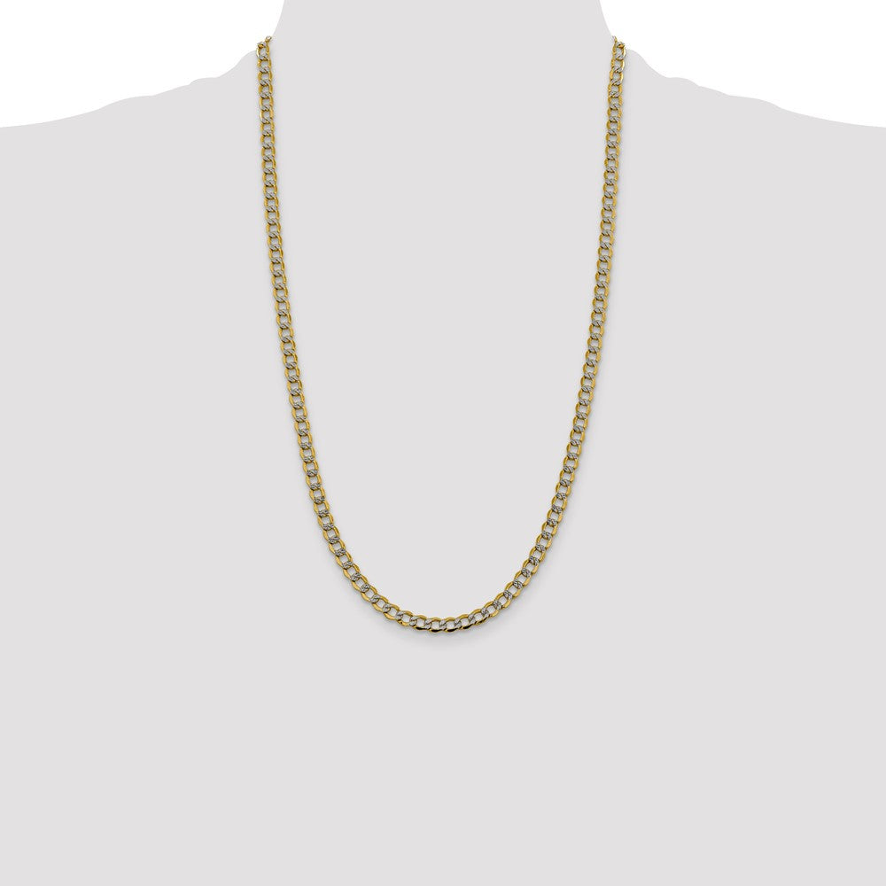 14K 26 inch 5.2mm Semi-Solid with Rhodium Pav? Curb with Lobster Clasp Chain