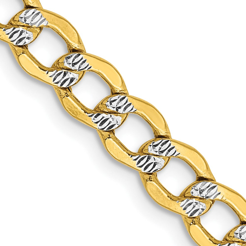 14K 18 inch 5.2mm Semi-Solid with Rhodium Pav? Curb with Lobster Clasp Chain