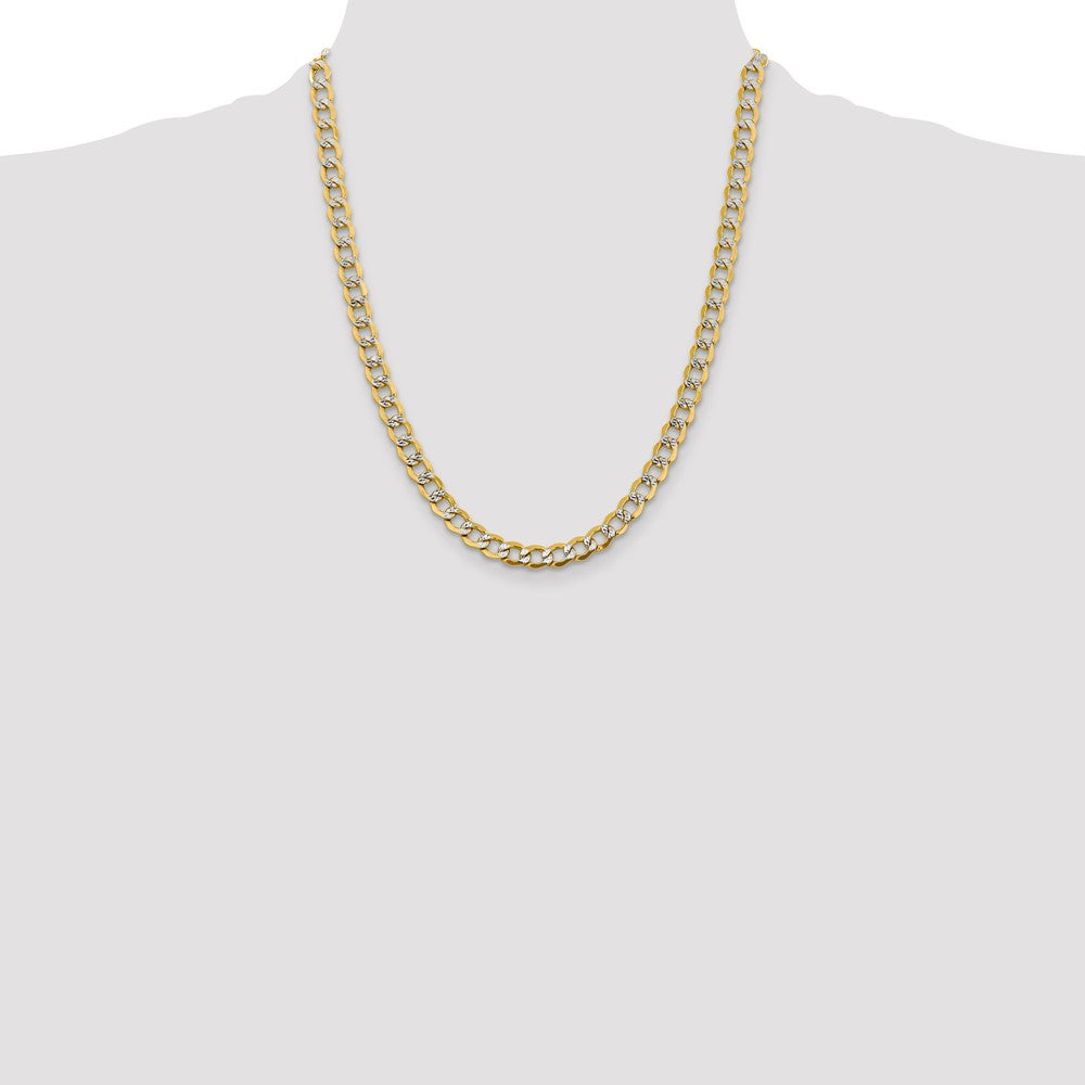 14K 22 inch 6.75mm Semi-Solid with Rhodium Pav? Curb with Lobster Clasp Chain