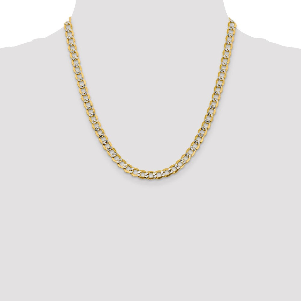 14K 24 inch 6.75mm Semi-Solid with Rhodium Pav? Curb with Lobster Clasp Chain