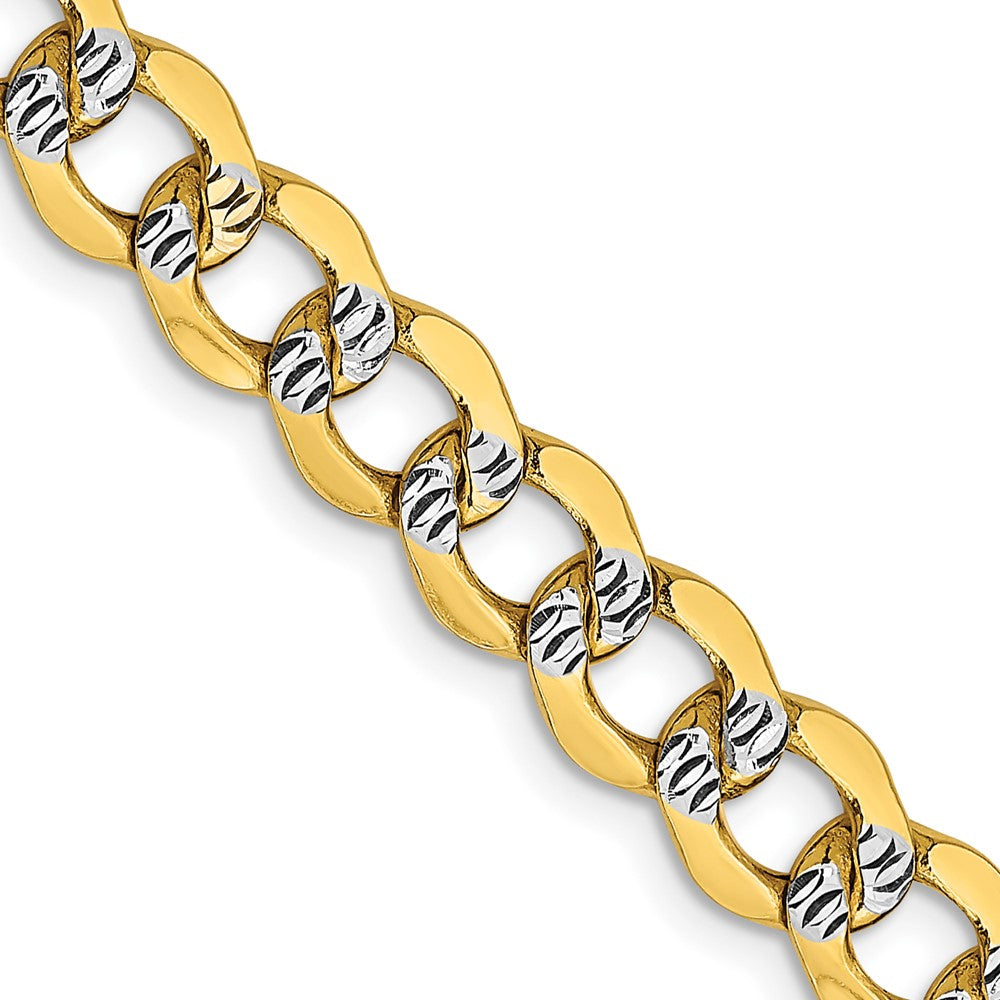 14K 26 inch 6.75mm Semi-Solid with Rhodium Pav? Curb with Lobster Clasp Chain