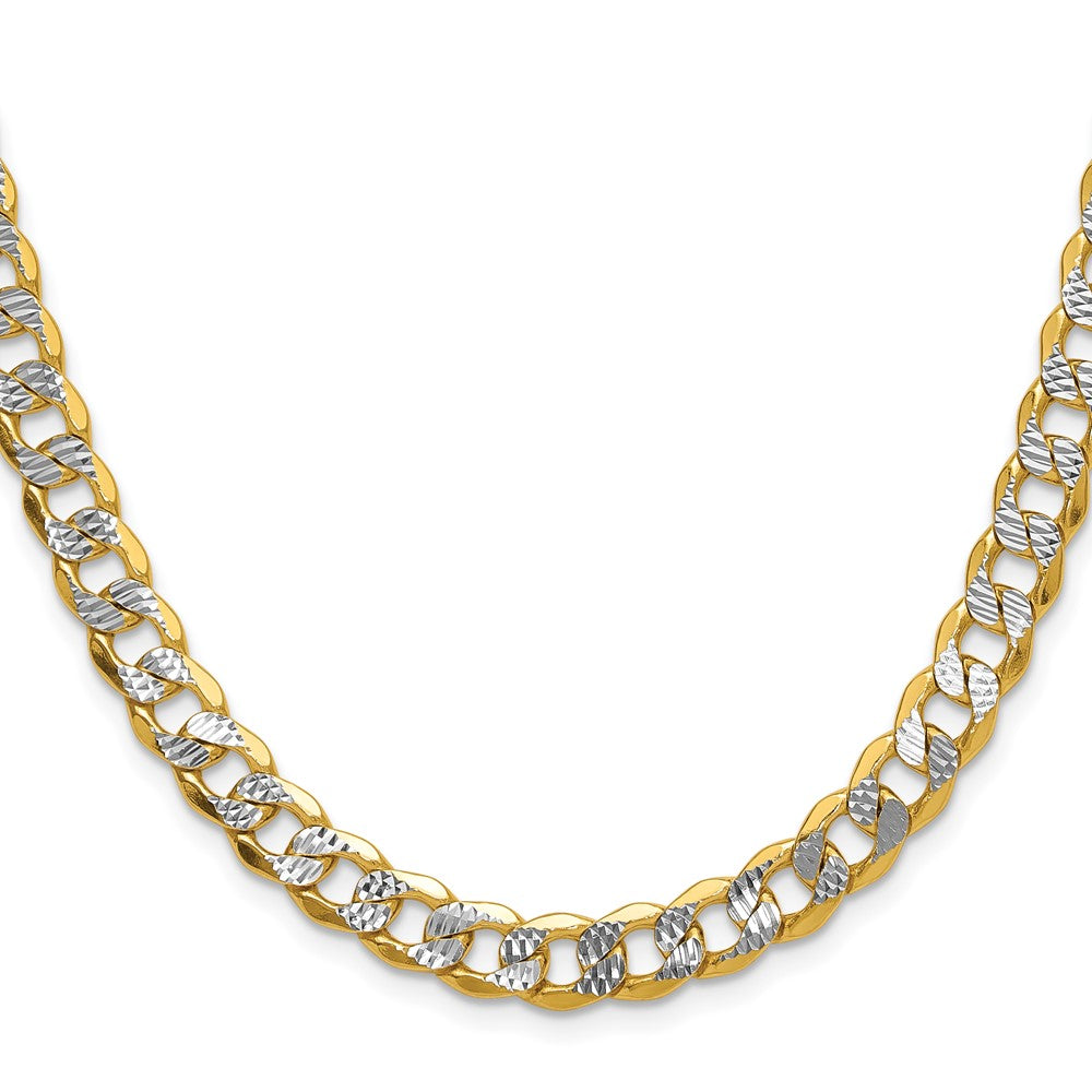 14k 7.75mm Semi-solid with Rhodium Pav? Curb Chain