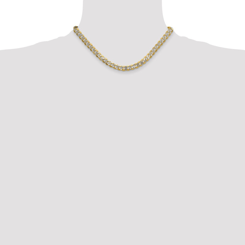 14k 7.75mm Semi-solid with Rhodium Pav? Curb Chain
